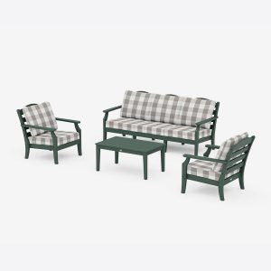 Savannah 4-Piece Deep Seating Set with Sofa Bufflo Plaid