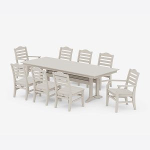 Savannah 9-Piece Farmhouse Dining Set with Trestle Legs