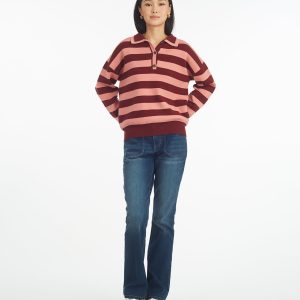 Double Johnny Collar Rugby Stripe Pullover