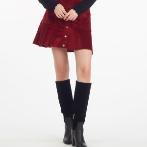 Button Front Corduroy Skirt