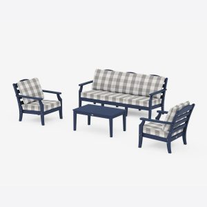 Savannah 4-Piece Deep Seating Set with Sofa in Buffalo Plaid