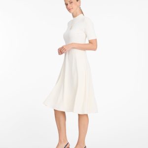 Ava Mixed Media Midi Dress in Frosted