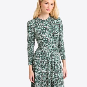 Julia Mini Dress in Green Square Dot