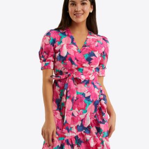 Reba Wrap Dress in Shadow Stripe