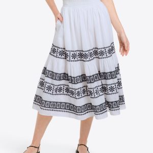 Midi Skirt in Embroidered Cotton