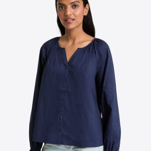 Alexandra Top in Navy Dobby Stripe