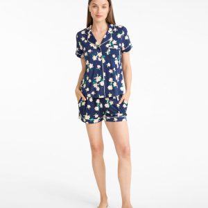 Sara Pajama Set in Navy Magnolia