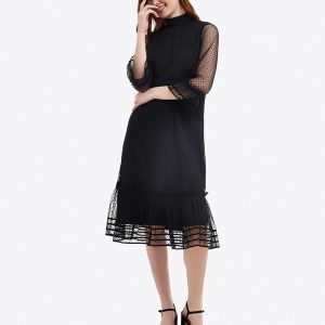 Long Sleeve Shift Dress in Tulle