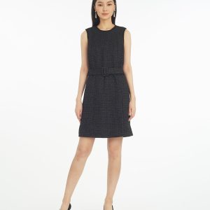 Sadie Belted Shift Dress in Tweed