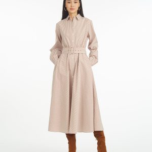 Eliza Midi Shirtdress in Rust Stripe