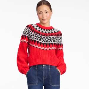 Fairisle Sweater in Lipstick Red Multi