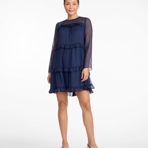Frannie Ruffle Mini Dress in Baritone Blue