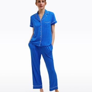 Linda Pajama Set in Blue Polka Dot