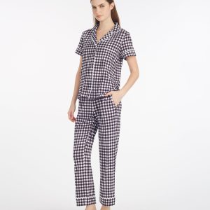 Linda Pajama Set in Navy Gingham