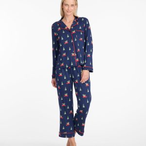 Linda Long-Sleeve Pajama Set in Holiday Trees