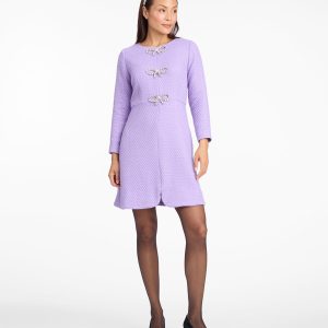 Long-Sleeve Sadie Shift Dress in Lilac