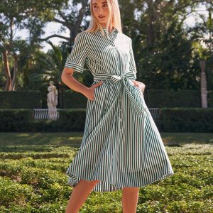Jordan Green Stripe Midi Dress