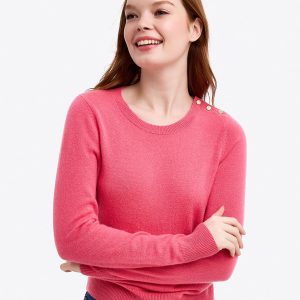 Button Shoulder Cashmere Sweater