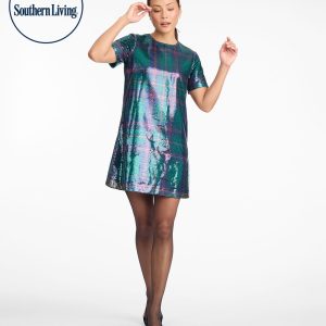 Fable Mini Dress in Plaid Sequins