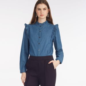 Connie Long Sleeve Top in Chambray