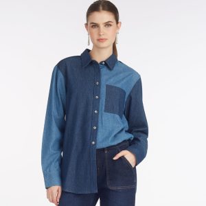 Lynn Long Sleeve Top in Chambray