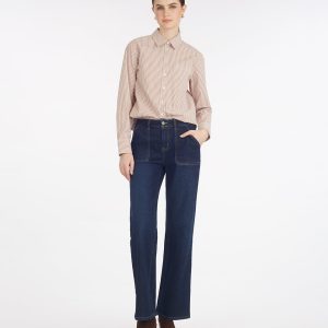 Long-Sleeve Button Down in Rust Stripe