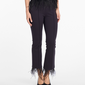 Trousers with Feather Trim